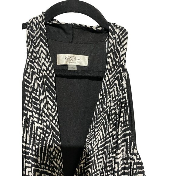 Kasper Women's Maxi‎ Dress Sleeveless V-Neck Geometric Black White Size 14 NWT - Picture 3 of 6